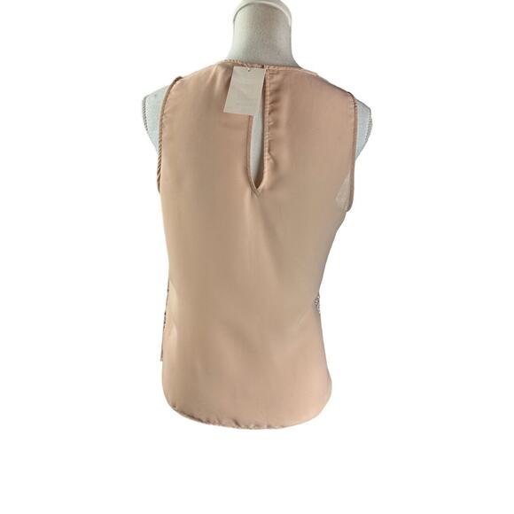 H&M Women’s Pink Lace Sleeveless Blouse Ruffles Size 8 Geometric New With Tags - Picture 3 of 7